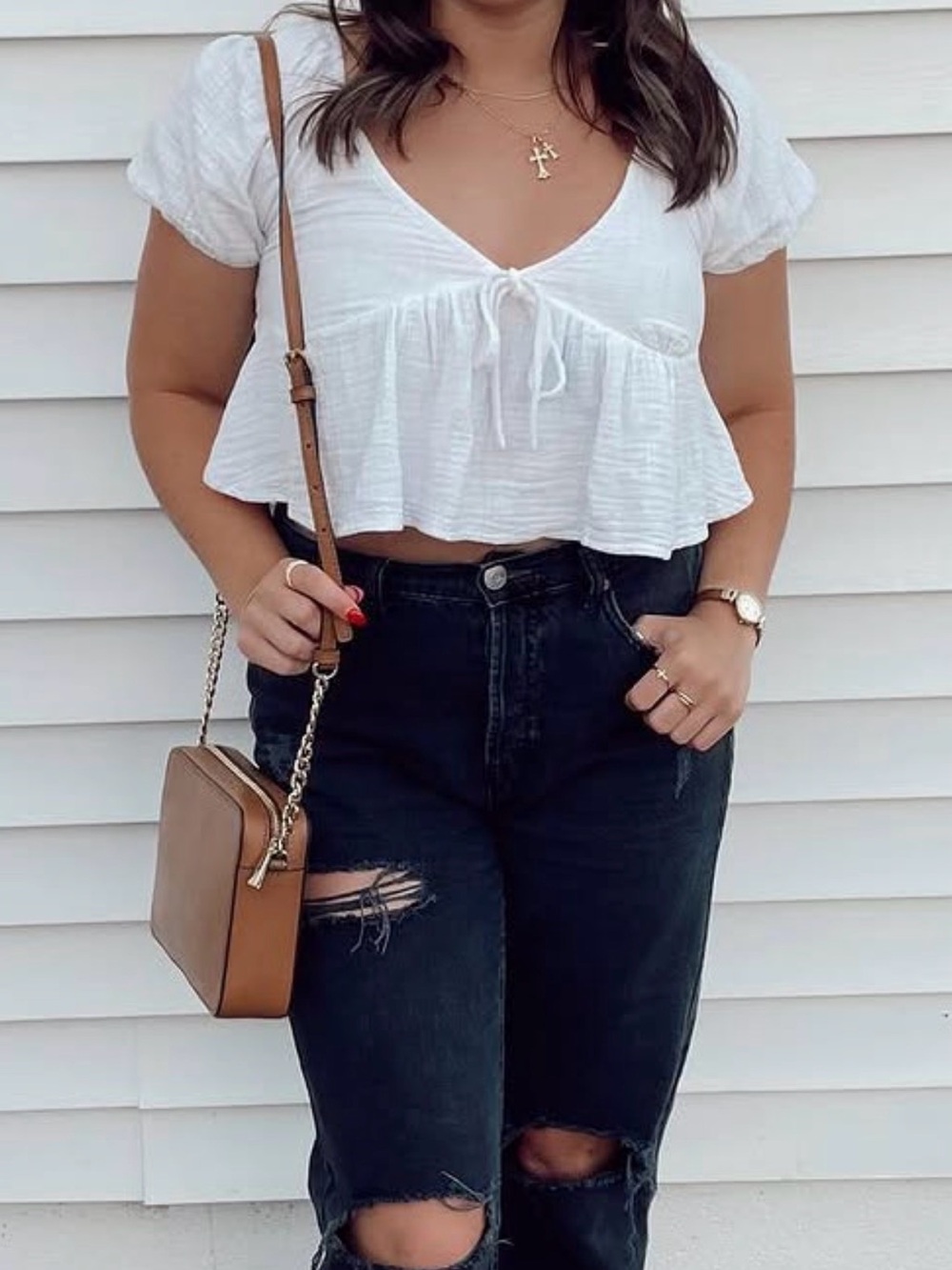Mi Amore White Tie Blouse